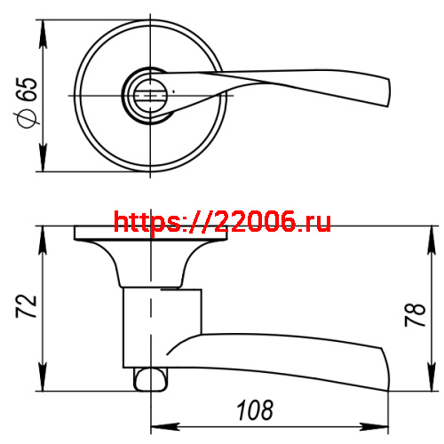 Ручка Ajax (Аякс) защелка DK610 CP-BK (6010 CP-B) (фик.) хром фото 4 Ручка Ajax (Аякс) защелка DK610 CP-BK (6010 CP-B) (фик.) хром фото 4