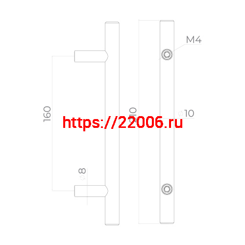 Ручка-рейлинг Ajax (Аякс) мебельная MB-H-005-160 мм BL черный фото 3