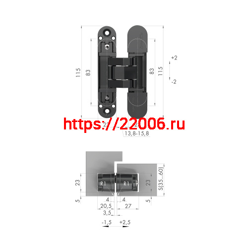 Петля Armadillo (Армадилло) скрытой установки U3D3000.VPG WH белый TECH фото 2