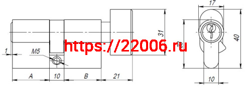 Цилиндровый Ajax (Аякс) механизм (AX102/70) AX1002Knob70 (30+10+30) PB латунь с вертушкой фото 3