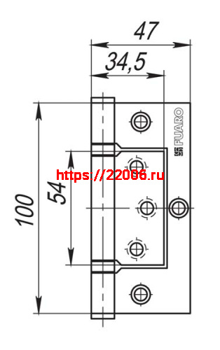 Петля Fuaro (Фуаро) универсальная без врезки IN4300W AC (300-2BB 100x2,5) медь фото 3 Петля Fuaro (Фуаро) универсальная без врезки IN4300W AC (300-2BB 100x2,5) медь фото 3