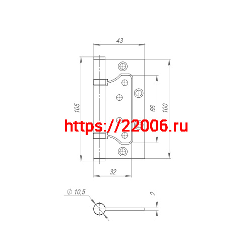 Петля Fuaro (Фуаро) универсальная без врезки IN4300W SN (300-2BB 100x2) мат. никель фото 3