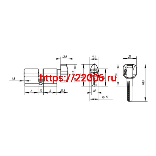 Цилиндровый Punto (Пунто) механизм MaxPro7002Knob100mm(45+10+45) SN никель 7key с вертушкой фото 4 Цилиндровый Punto (Пунто) механизм MaxPro7002Knob100mm(45+10+45) SN никель 7key с вертушкой фото 4