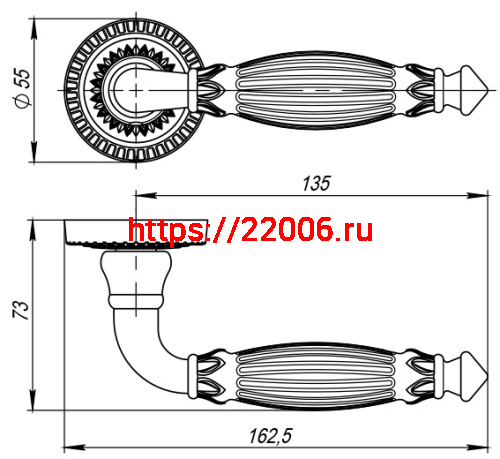 Ручка Armadillo (Армадилло) раздельная R.CL55.Bella (Bella CL2) AS-9 античное серебро фото 4