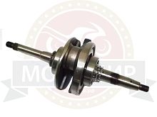 Коленвал 4х такт. GY6-125/150 с подшипниками + 2-е звезды (17 зуб) палец 15мм  (1601)