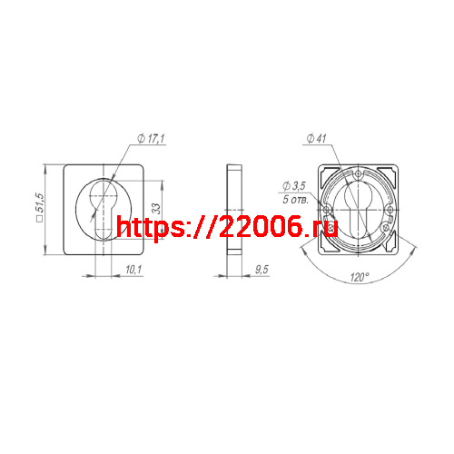 Накладка Ajax (Аякс) под цилиндр ET.K.JK51 (ET JK) CP-8 хром фото 3
