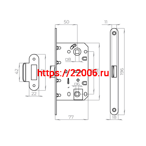 Защелка Ajax (Аякс) врезная PLASTLP96WC-50 SN мат.никель фото 3 Защелка Ajax (Аякс) врезная PLASTLP96WC-50 SN мат.никель фото 3