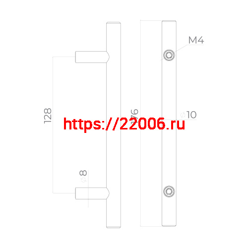 Ручка-рейлинг Ajax (Аякс) мебельная MB-H-005-128 мм BL черный фото 3