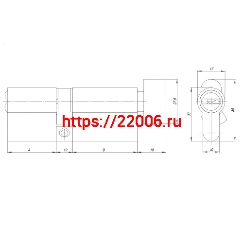 Цилиндровый Ajax (Аякс) механизм (AZ202/80) AZ2002Knob80 (30+10+40) CP хром фото 3