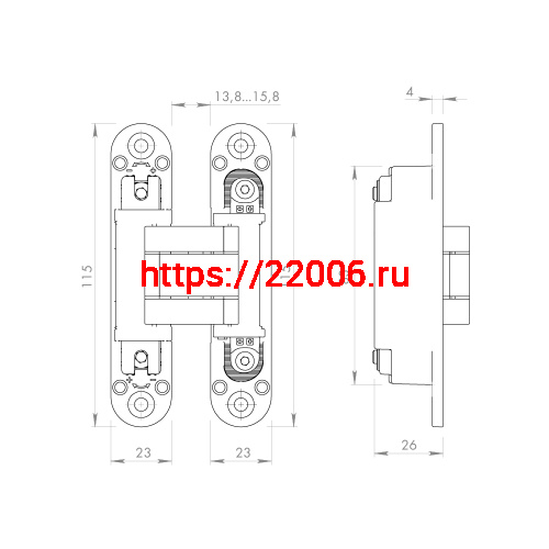 Петля Armadillo (Армадилло) скрытой установки U3D3000.VPG WH белый TECH фото 4