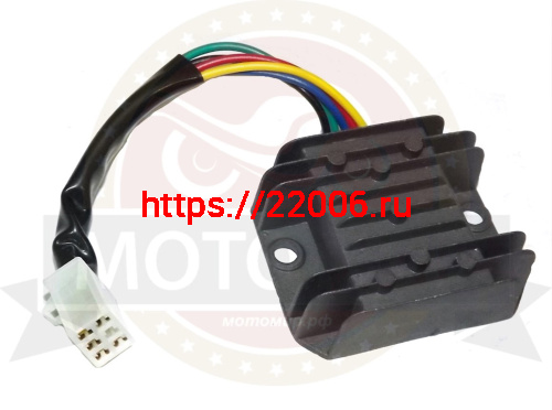 Реле регулятор с проводом 5 конт. мал. колодка (гнездо) GY6-50 SLASH (150000905) (НАБОР)