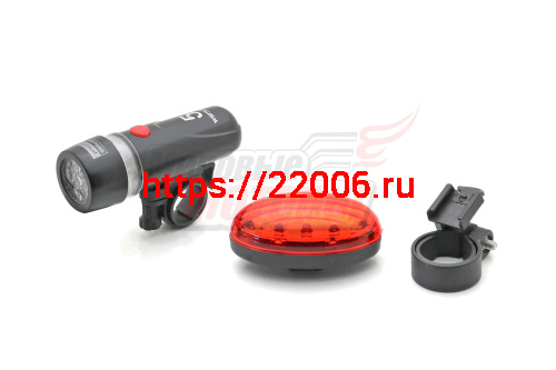 Фара вело передняя (бат.) (5 диод.)+задний габарит №808 Фара вело передняя (бат.) (5 диод.)+задний габарит №808